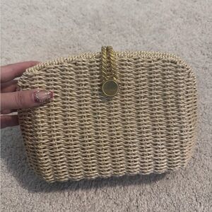Elegant Tan Woven Clutch